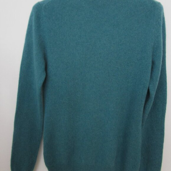 Fuzzy CASHMERE Pullover Knit Sweater Crew Cuddly Dark Teal Blue - Picture 6 of 10